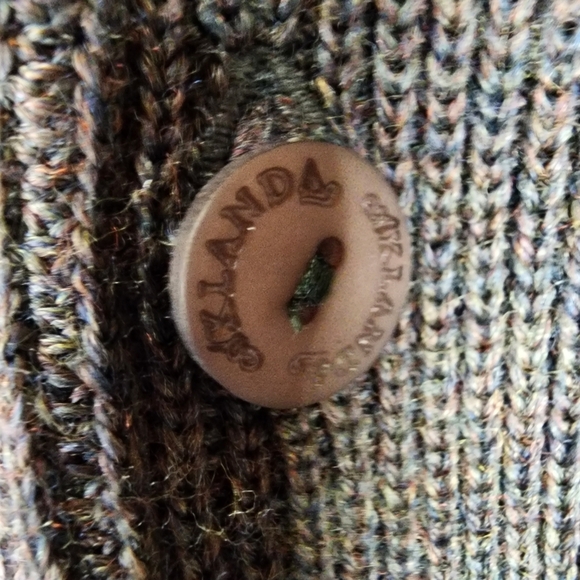 Aklanda Australia Wool Shawl Collar Sweater 1/4 Button Marled Stripe Size Large - Picture 6 of 11